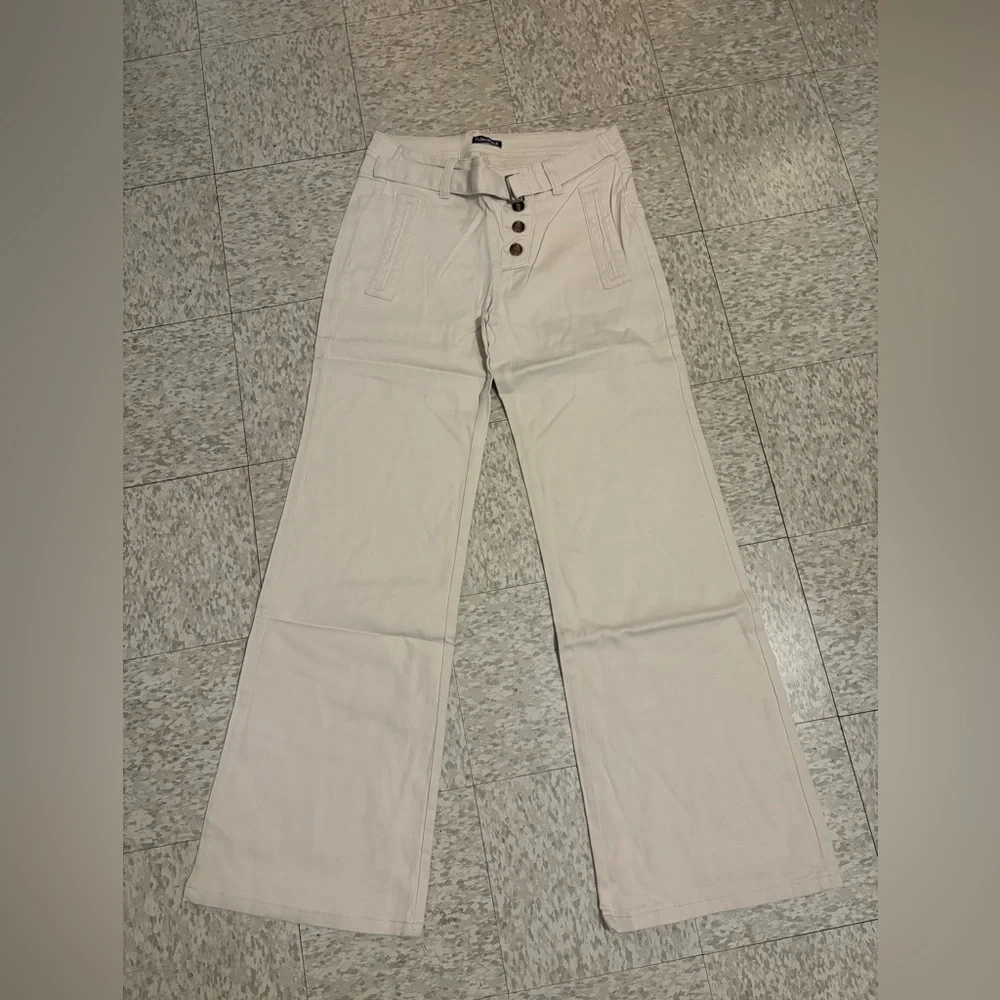 Elegant Beige Wide Leg Women's Pants - Picture 6 of 9